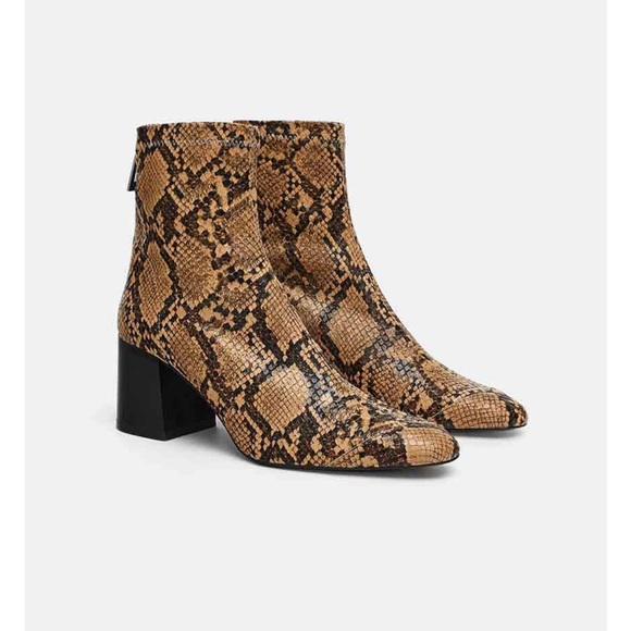 Zara block heel animal print ankle boots, size 7 - Picture 1 of 11